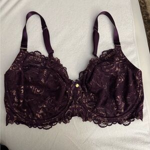Cacique Deep Purple and Gold Lace Bra- size 40F